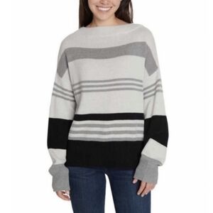 Lucky Brand Gray Colorblock Long Sleeve Cotton Blend Knit Sweater Size Large